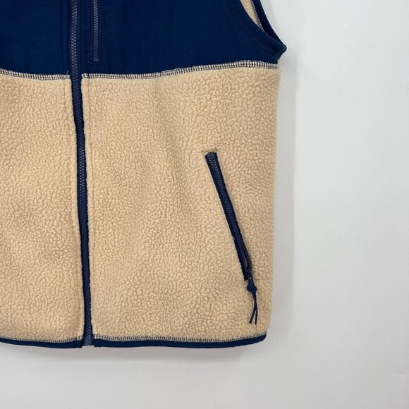 J.CREW/JEANS MEN'S VEST NYLON JACKET COLOR BLOCK Sherpa SIZE M cream blue - Picture 4 of 11